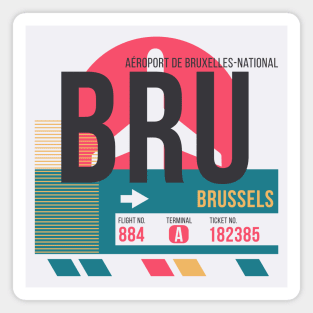 Brussels (BRU) Airport // Sunset Baggage Tag Magnet